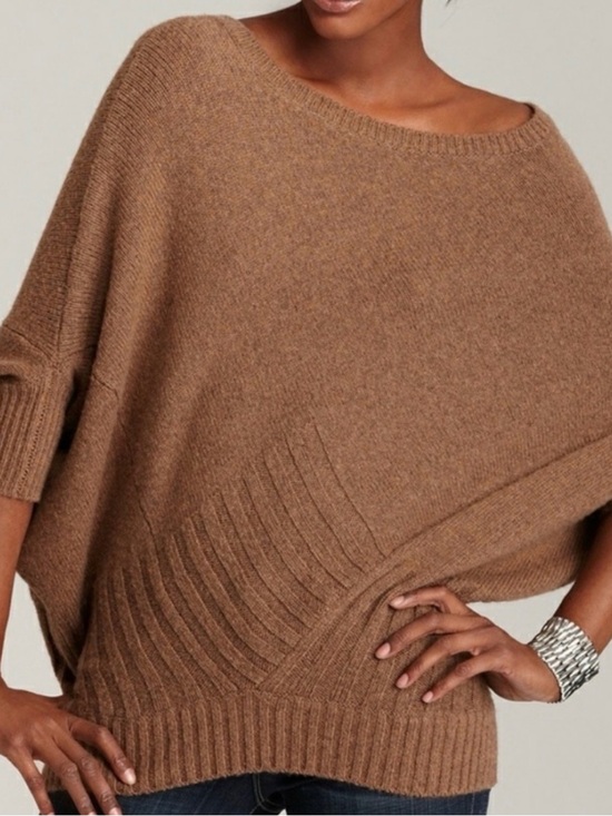 Vince Sweaters - Vince Dolman Sleeve Slouchy Sweater Brown Yak Wool Size Medium